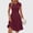 Z01#Wine, variant on Fesfesfes Spring Dresses for Women Loose Solid Color Flared Short Sleeve Dress Causal Round Neck Ruffle Pleated Midi Dress Summer V Neck Clothes