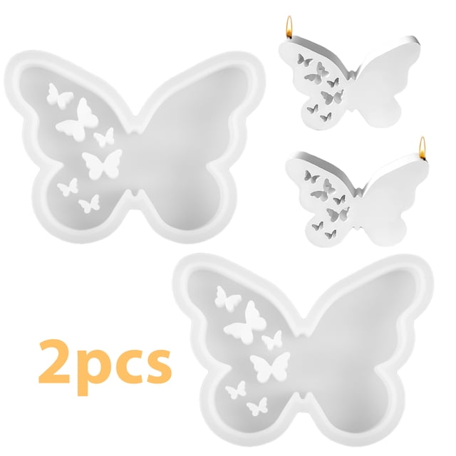 Injueey 2 piezas de adorno de con forma de mariposa, molde de silicona con interior liso, decoración de mariposas DIY Artesanía