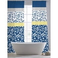 thumbnail image 6 of Blue Yellow Semi Sheer Window Curtains 108 Inches Long, Botanical Floral Motifs Wildflower Striped Rod Pocket Voile Silky Chiffon Curtain Light Filtering Drapes for Living Room, 52"x108", 2 Panels, 6 of 9
