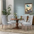 thumbnail image 2 of Foredo Elegant Velvet Dining Chairs Set of 2, Upholstered Dining Chairs with Button Tufted Back and Solid Wood Legs, Side Chairs for Dining Room Living Room, Light Gray, 2 of 7