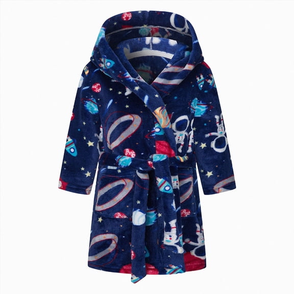 Dagaeig Girls Soft Fleece Robes Plush Hooded Bathrobes Sleepwear for Kids 2-16 Years Warm Fall Winter Toddler Pajamas 9-10 Years