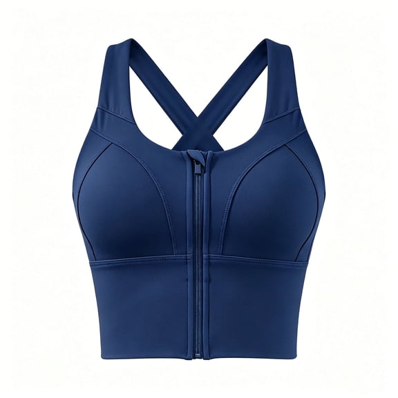 Bosfbaoi Sports Bra for Women Front Zipper Cross Back Longline High Support Workout Gym Athletic Bra