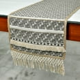 thumbnail image 6 of The HomeCentric Luxury Grey & Beige Table Runner Coffee Table Runner (14 x 36 inch) Moroccan, Boho, Lace, Tassels, Jacquard fabric Table Linen, Geometric Pattern Contemporary Style - Nomad Lace, 6 of 10