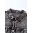 thumbnail image 3 of POGLIP Women's Grey Bleach Wash Denim Jacket, 3 of 6