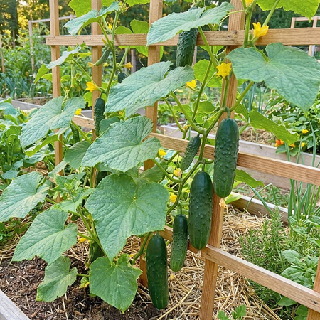 2PPP Green Cucumber Plants Live for Planting, Live Cucumber Plants, Vegetable Plant, 4 to 7 Inches Tall in 4 Inches Pot