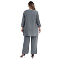 thumbnail image 2 of YONGHS Women's 3 Pieces Mother of The Bride Dress Pant Suits Chiffon Plus Size Formal Evening Party Outfit Gray L, 2 of 5