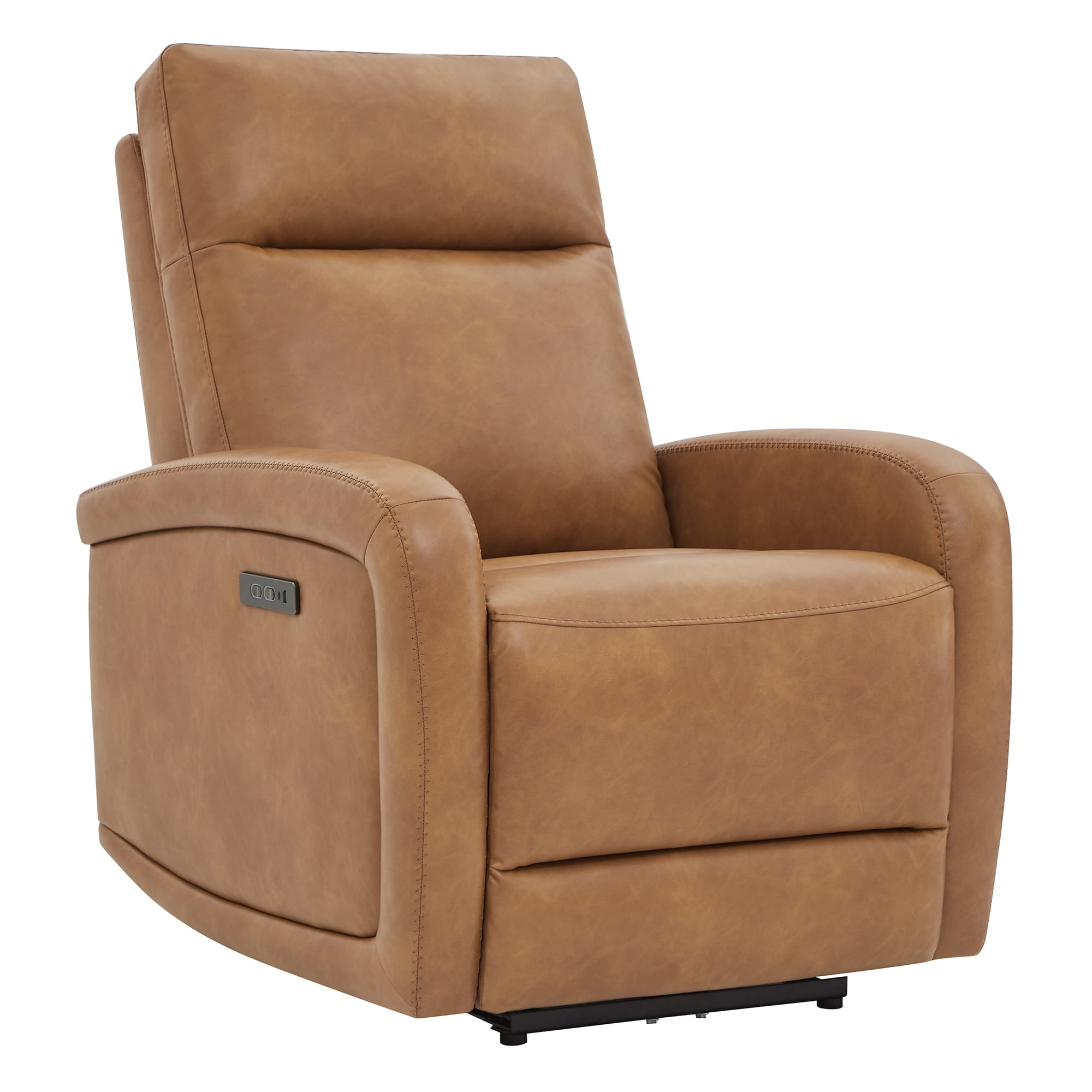 CHITA Electric Power Recliner, Zero Wall Hugger Recliners RV Recliners for Small Space Living Room, Faux Leather Single Sofa Chair with Adjustable Headrest USB&Type-C Charge, Cognac Brown