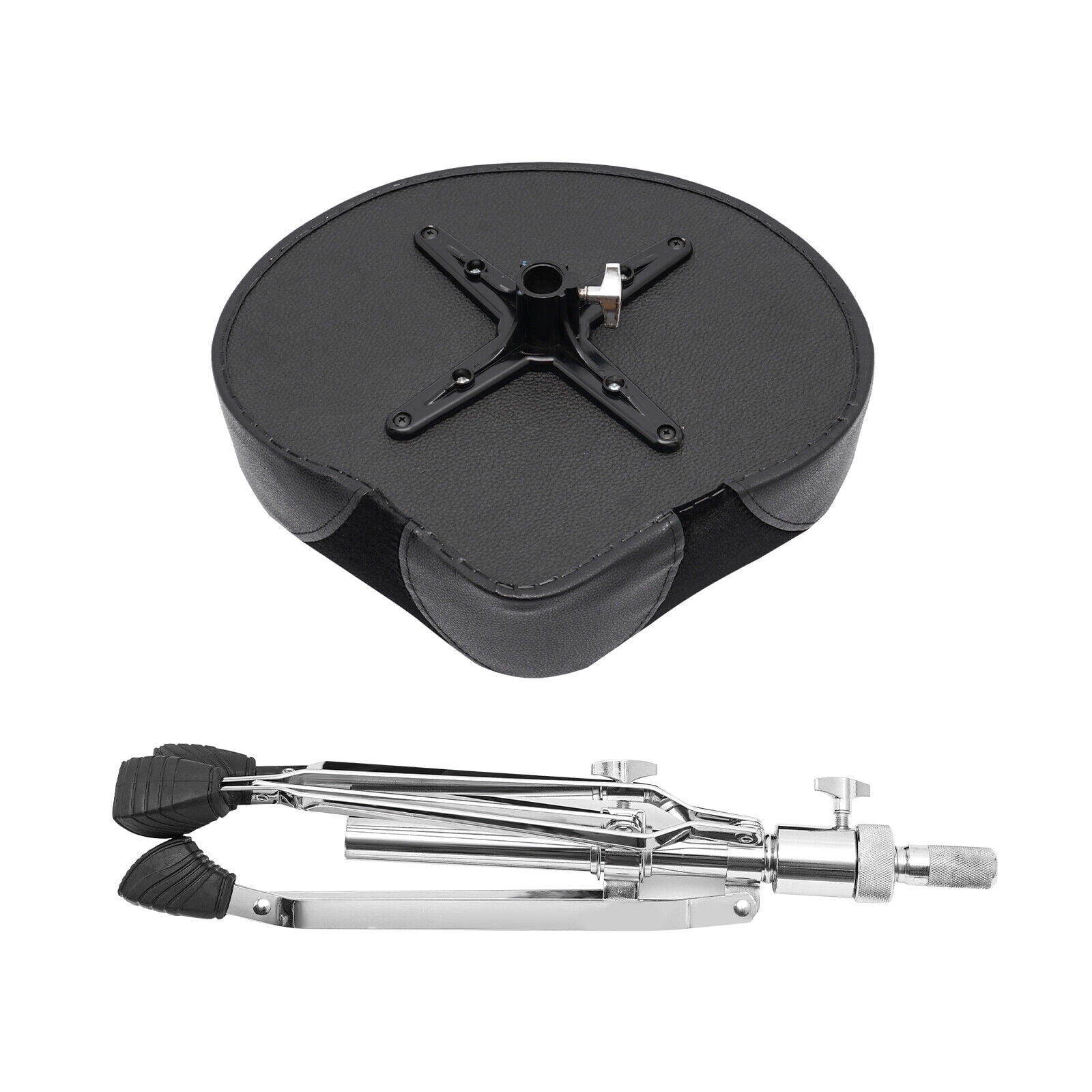 Black+Silver Adjustable Drum Stool, Foldable and Portable Drum Chair Seat, iron Frame, PU Seat Padded Drum Seat