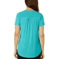 thumbnail image 2 of Petite Short Sleeve Y-neck Jacquard Knit Top Blue Curacao PM, 2 of 2