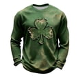 thumbnail image 2 of YueHuiYing St Patricks Day Shirt Mens Shamrock Print Retro St. Patrick's Day Long Sleeve Slainte T-Shirt, 2 of 3