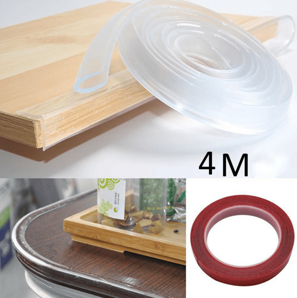 Transparent Table Edge Protector Strip for Baby,Soft Silicone Corner Guards with Double-Sided Tape Used for Cabinets,Drawers,Tables etc 