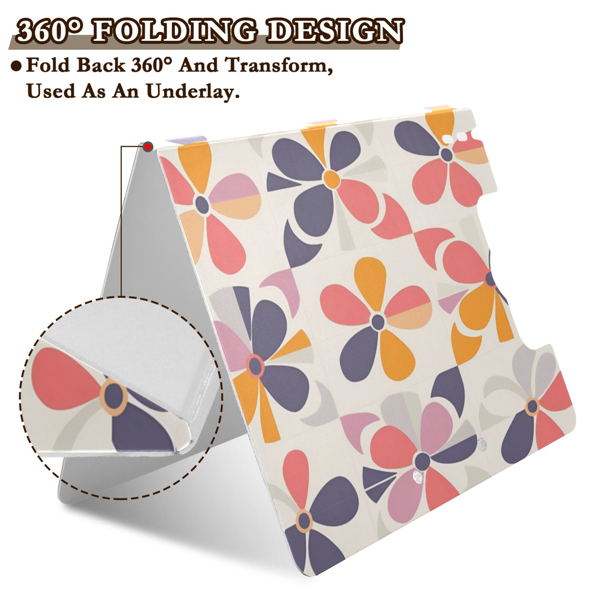 FORMRS A4 Clipboard Folder with Pen Holder Horizontal Foldable School Office Binder, Purple Retro Flower