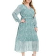 thumbnail image 5 of Plus Size Wedding Guest Dresses for Curvy Women Floral Long Sleeve Mother of Bride Dress Elegant Chiffon Party Gowns Green, 4XL, 5 of 5