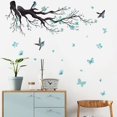 thumbnail image 5 of Calcomanía de pared Pájaros en la rama de un árbol Flores Calcomanías de pared Flores Calcomanías de pared azules Sala de estar Dormitorio Sofá Fondo Decoración de pared, 5 of 5
