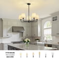 thumbnail image 3 of 5-Light Height Adjustable Pendant Light with Wave Fabric Shades, for Sloped & Flat Ceilings, Modern Chandelier for Kitchen Island, 3 of 11
