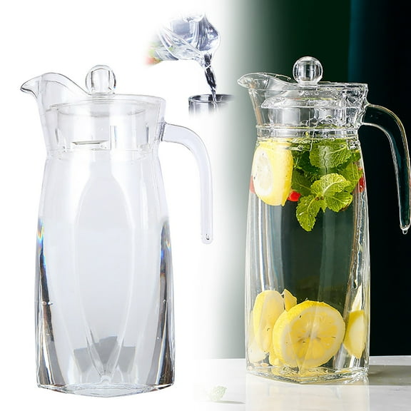 Giyblacko Beverage Pitcher Hot Cold Pitcher Iced Tea Spout Cold Water Pitcher Milk With Handle Indoor Outdoor PC And Lid Cafe Juice Jug