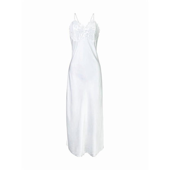 Women's Lace Trim Spaghetti Strap Nightgown & Sheer Long Robe Two Piece Set Cataract S