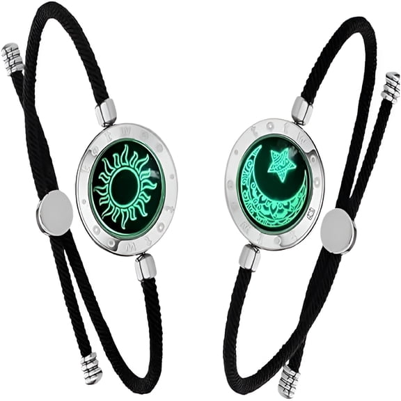 DESIGNICE 2026 New 2-Pack Magnetic Sun&Moon Bracelets – Luminous Couples Jewelry for Long-Distance Love,Matching His Hers Bracelets,Romantic Gift for Anniversary Valentine Day
