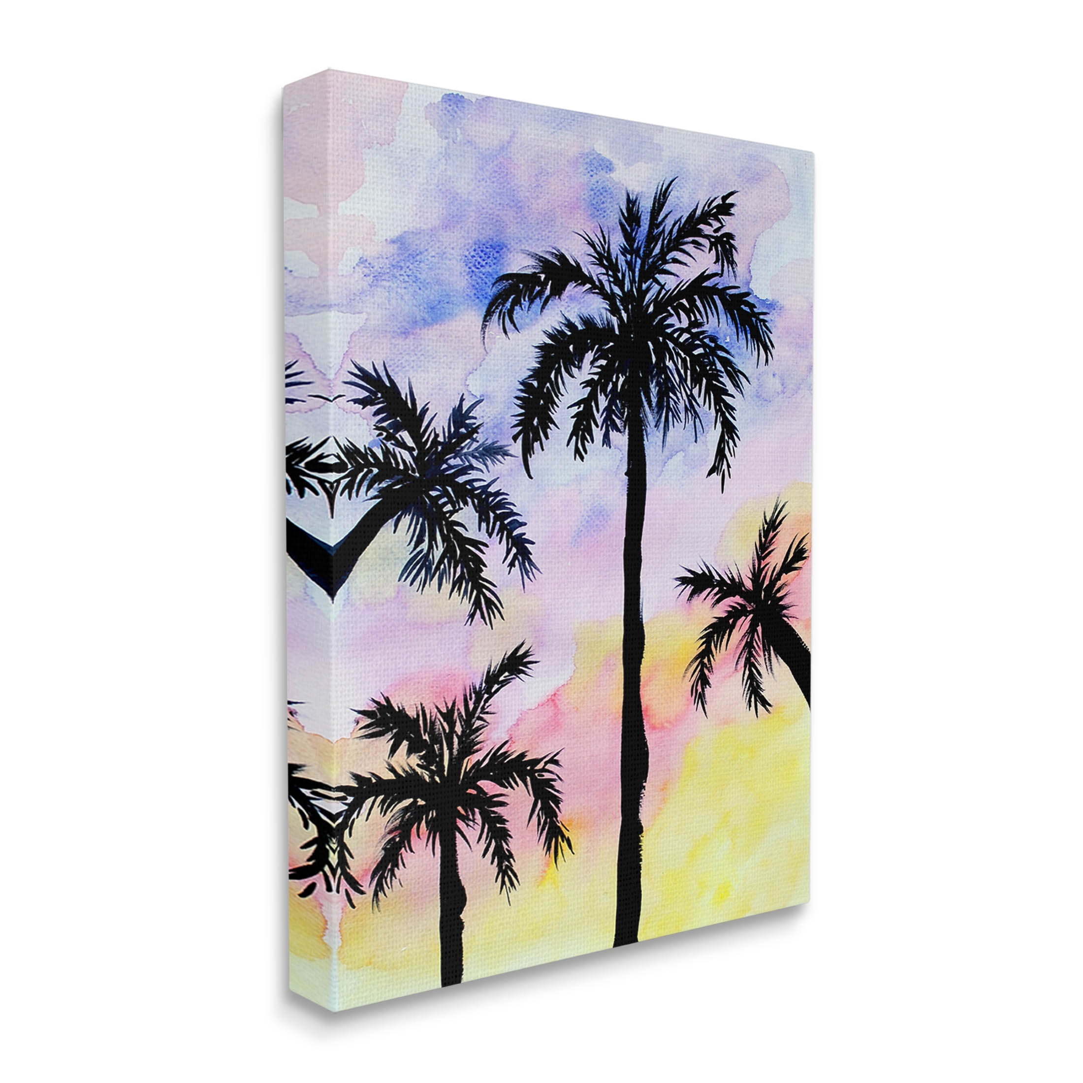 Palm Tree Silhouettes Sunset Sky Botanical & Floral Graphic Art Gallery Wrapped Canvas Print Wall Art