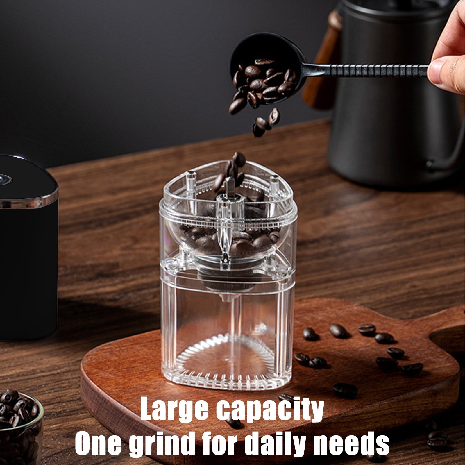 Manual Coffee Bean Grinder Usb Charging Mini Portable with Adjustable Thickness, 5 Gears for Home Office Travel, Stainless Steel Coffee Grinder
