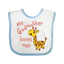 Inktastic My Godmother Loves Me- Cute Giraffe Boys or Girls Baby Bib