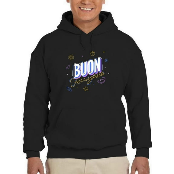 Buon Ferragosto Beach Objects Hoodie Men -Image by Shutterstock, Male 4X-Large