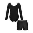 thumbnail image 2 of iiniim Kids Girls 2 Pieces Gymnastics Ballet Dance Outfits Long Sleeve Leotard with Shorts Set Black 4, 2 of 7