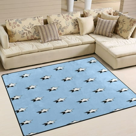 Area Rug Indoor 63 x48 Non-Slip Wear Resistant Floor Mats Soft Large Carpets for Living Room Bedroom Home Decor Washable Rug Blue Aesthetic Stars