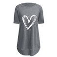 thumbnail image 2 of MESSIYO Tunic Tops Short Sleeve Tunic Tops long shirts for women for leggings tee shirts womens women blouses Fashion Casual Printed Round Neck Short Sleeve Front Long Back T Shirt Gray M, 2 of 4