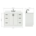 thumbnail image 3 of Ariel Kelly 48 Inch Single Rectangle Sink Bathroom Vanity With Carrara White Quartz Countertop 1.5 Inch Edge In White, 3 of 12