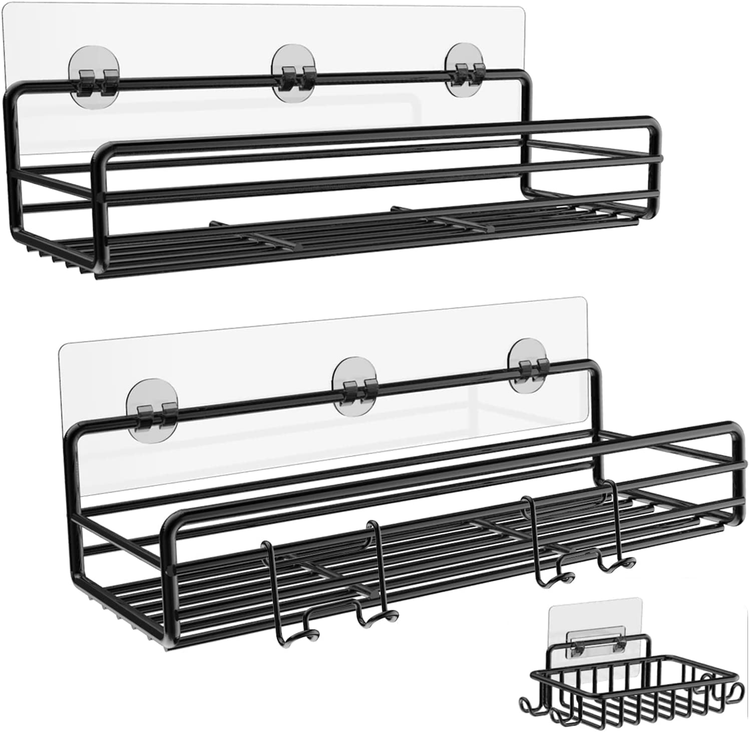 3Pack Shower Caddy Basket Shelf with Soap Holder,Black