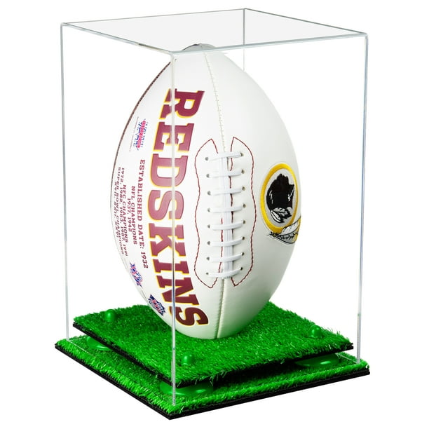 Deluxe Clear Acrylic Football Display Case Vertical with Green Risers