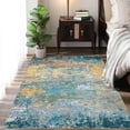 thumbnail image 3 of FairOnly 6'x9'Abstract Colorful Texture Area Rug Non Slip Stain Resistant Foldable Carpet for Minimalist Living Room Bedroom，Golden Blue, 3 of 7