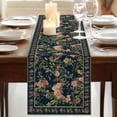 thumbnail image 3 of Table Runners 72 Inches Long Dress Scarves, Black Flowers Farmhouse Kitchen/Dining Table Runner, Coffee Tablerunners, Spring Floral Elegant Pastoral Vintage 14x72 Inch, 3 of 9