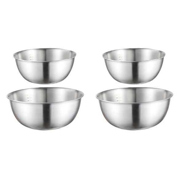 4PCS Stainless Steel Bowls Mixing Bowl with Scale Deep Mixing Egg Bowls Non Slip Kitchen Bowl for Baking Salad Cooking