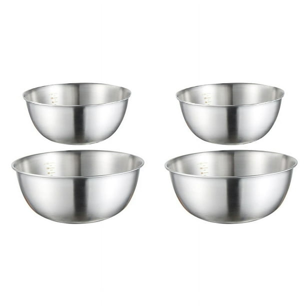 de Acero Inoxidable de 4 Piezas TazóN para Mezclar con Escala Tazones para Huevos de Mezcla Profunda Cuenco de Cocina Antideslizante para Hornear Ensaladas