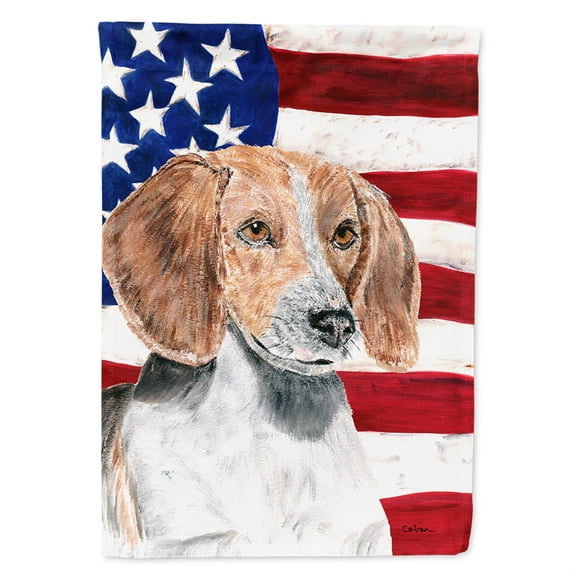 English Foxhound USA American Flag Flag Canvas House Size