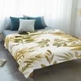 thumbnail image 4 of Brown Green Leaves Blanket Soft Cozy Warm Twin Blanket for Bed, Plush Fuzzy Flannel Fleece Blankets for Sofa, Summer Botanical Farmhouse Watercolor Leaf Throw Blankets for Couch Gifts, 60"x80", 4 of 9
