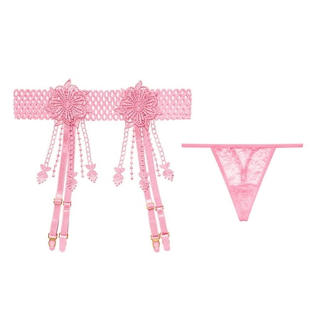 

Underwear Women Bikini Lace Bikini G String Thong Garter Belt Hollow-Out Mid Waist Women s Panties