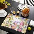 thumbnail image 3 of Spring Floral Placemats Set of 6, Watercolor Gnomes Flowers Butterflies Yellow Placemats for Dining Table, Place Mats for Kitchen Tabletop, Waterproof Wipeable Dining Table Mats Set, 3 of 9