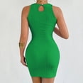 thumbnail image 4 of CIENVNSTG Women Summer Formal Wedding Guest Dress Elegant Tank Ruched Bodycon Mini Dress Casual Sleeveless Slim Club Party Knit Dresses Green S, 4 of 6