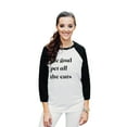 thumbnail image 2 of Thread Tank Life Goal Pet All The Cats Unisex 3/4 Sleeves Baseball Raglan White Black X-Small, 2 of 4