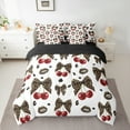 thumbnail image 2 of Homewish Cheetah Print Bowknot Twin Bedding Sets 7-Piece for Female, Chic Cherry Ribbon Bedding Comforter Set, Modern Fashion Reversible Sheet Sets, Microfiber Bedroom Decor, 2 of 7