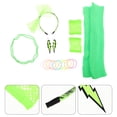 thumbnail image 3 of 1 juego de disfraz retro de los 80, collar verde neón, diadema de encaje, pendientes y calentadores de piernas para mujer, ideal para fiestas temáticas de los 80, Halloween, eventos de cosplay, 3 of 7