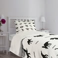 thumbnail image 3 of Ambesonne Dinosaur Quilted Bedspread Set 2 Pcs, Evolution of Wildlife, Twin Size, Black White, 3 of 5