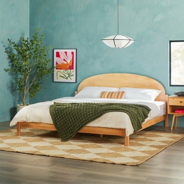 Walker Edison Modern King Bed with Curved Headboard - Cerused White