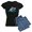 With Blue Strpe Pant, variant on - Crazy Shark Lady Pajamas - Women's Dark Pajamas