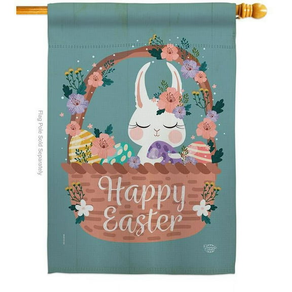 Ornament Collection H190060-BO Bunny in Basket Springtime Easter Double-Sided Garden Decorative House Flag, Multi Color