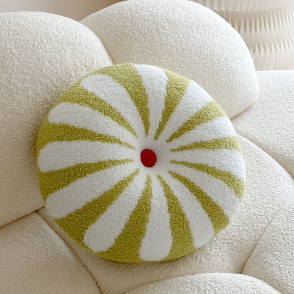 15.7 inch Ball Pillow Round Decorative Pillow Green Throw Pillows Soft Nordic Style Boucle Pillows Cushion for Bed Couch Living Sofa Room Decor