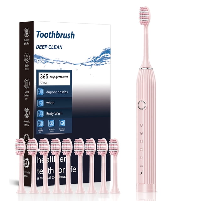 Danhjin Electric Brush Portable Toothbrush Rechargeable Toothbrush With 10 Brush Heads 6 Cleaning Modes Waterproof Toothbrush Long Working Toothbrushes For Adults Kids